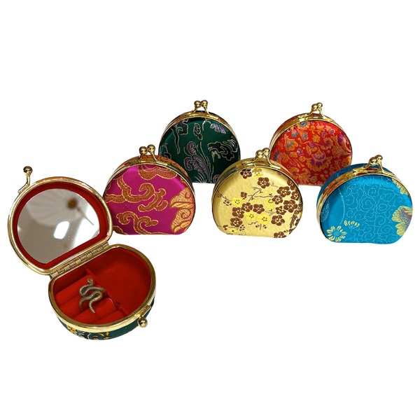 Several colors of Brocade Combo Compact and Jewelry Case with Mirror