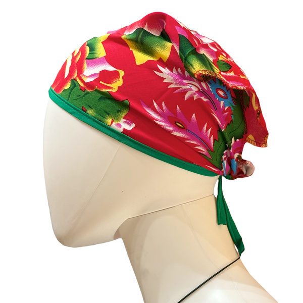 Mannequin head with flowery bandana