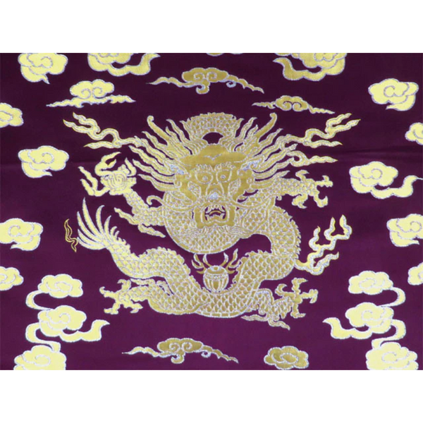 Dragon Cloud Brocade Fabric - golden dragon on purple