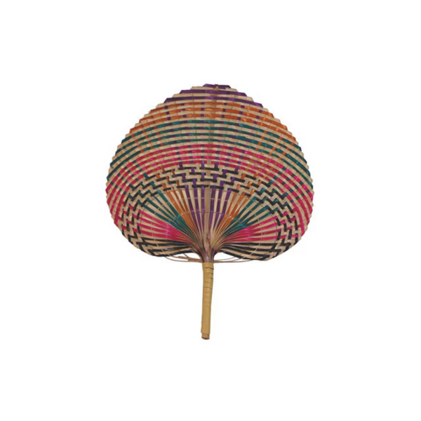 Multi colored braided bamboo fan