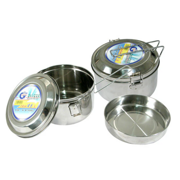 Three Round stainless steel lunch boxes