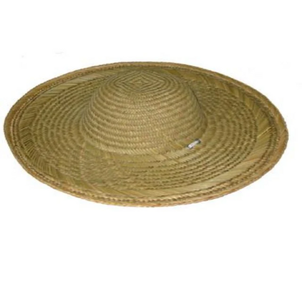 Comfortable and sturdy straw hat with a white neck string 